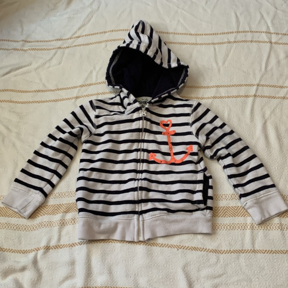 Oshkosh Stripe Nautical Full Zip Hoodie Size 2T